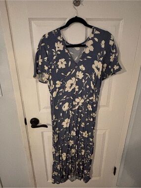 Final Touch Blue Floral Maxi Dress with Cream Blooms